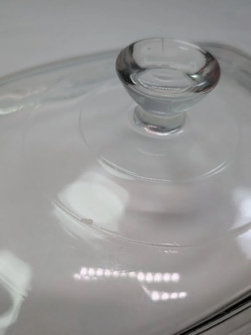 Vintage Clear Glass Rectangular Replacement Lid AA-10 Knob Handle 6.25